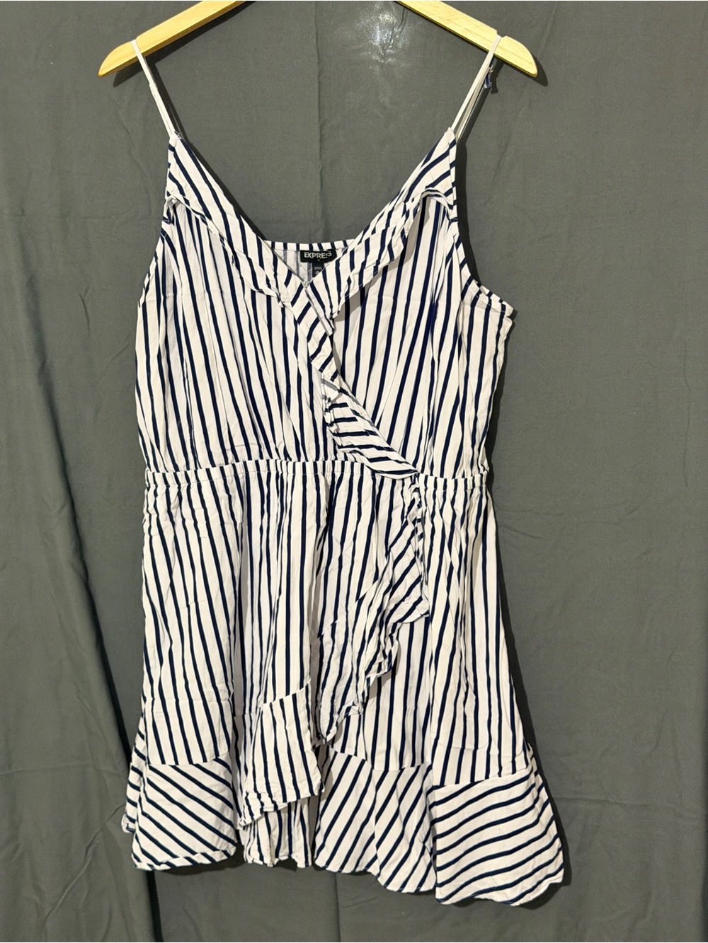 Express Navy and White Striped Wrap Sundress